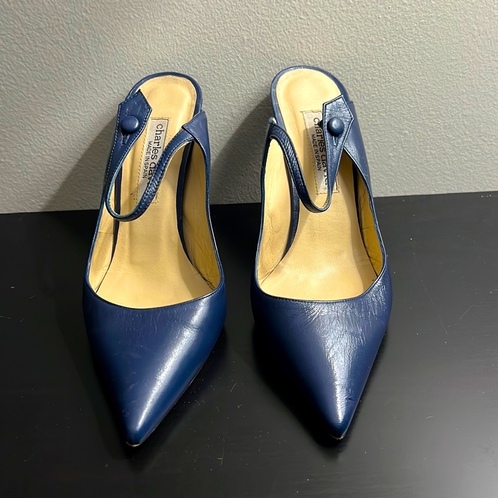 Charles David navy blue mules. Gently worn.